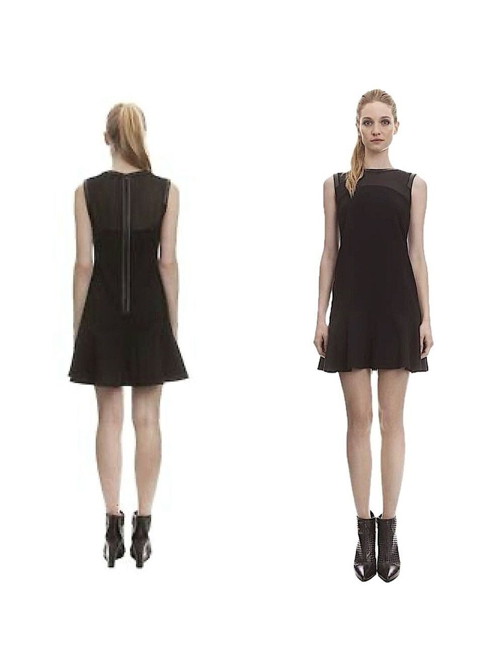 Sandro Leather Trim Flounce Dress - Picture 2 of 11
